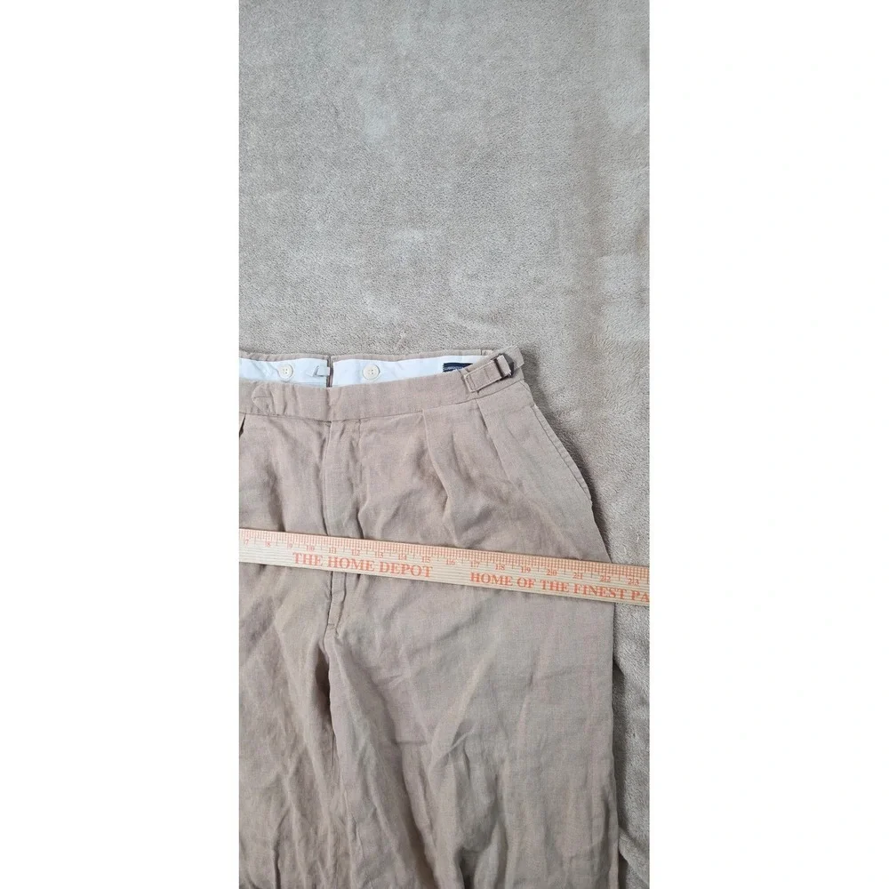 Vintage Polo Ralph Lauren Linen Blend Pants Men 32x28 Beige Pleared Cuffed Hem